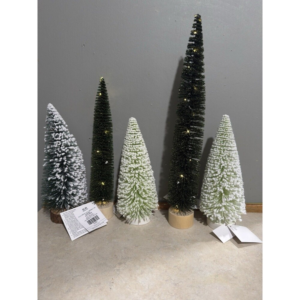 5Pcs Mini Christmas Trees Christmas Decor Artificial Brush Tree Decorations